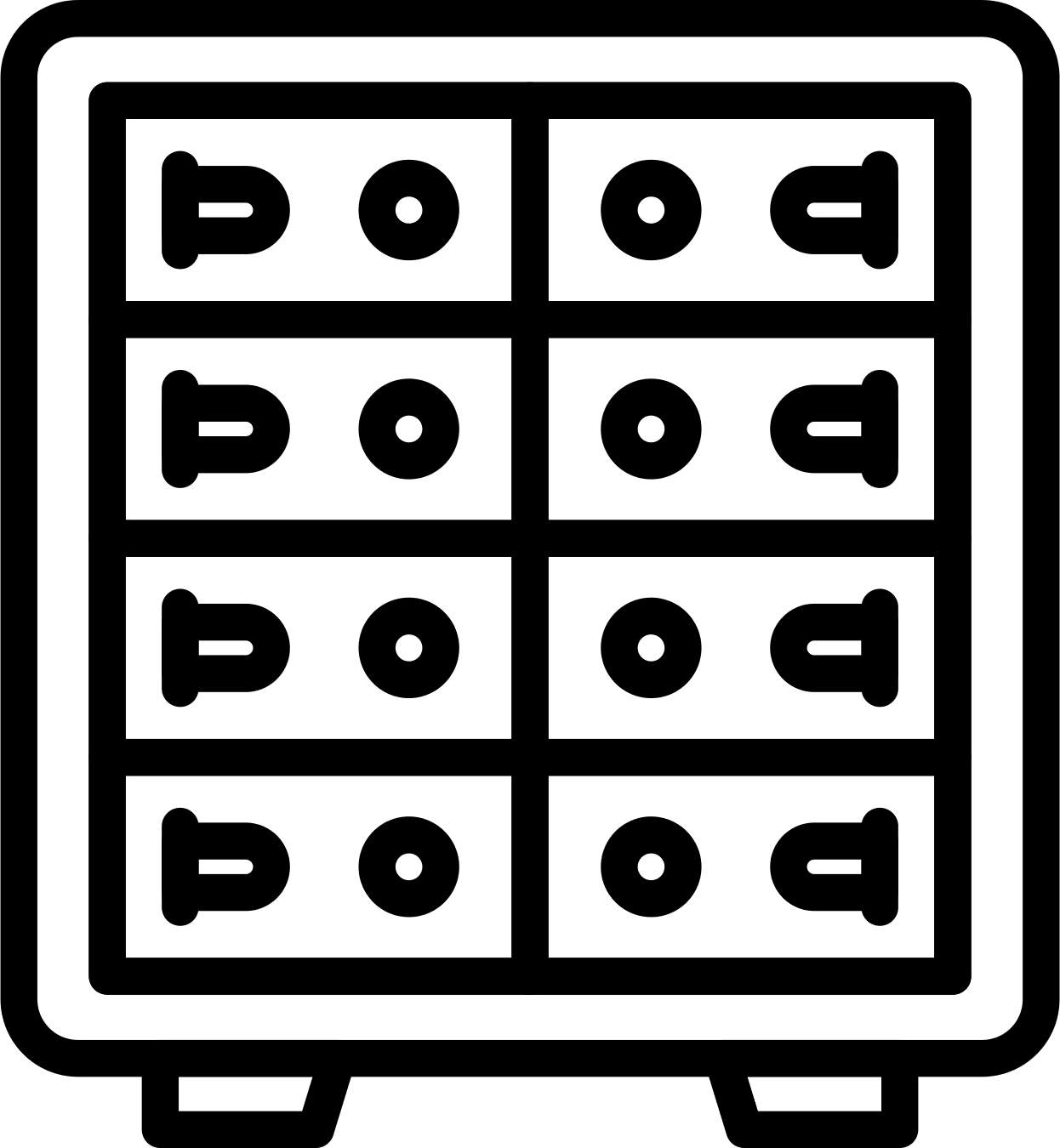 Representación gráfica de una caja fuerte con casilleros