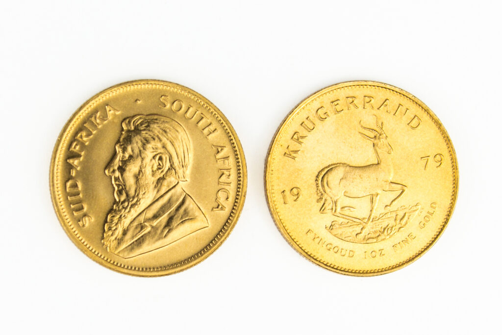 Image of the front and back of a Krugerrand