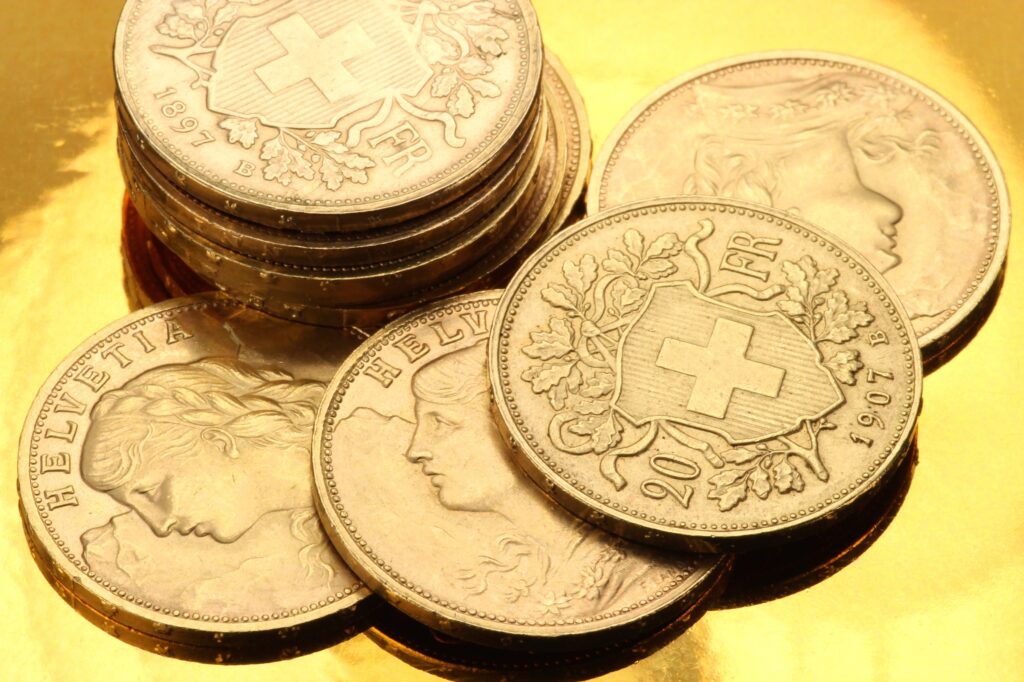 Several swiss gold Vreneli coins