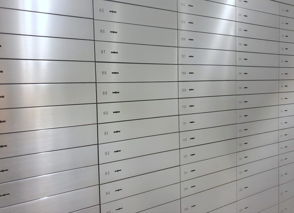 An image of safe deposit boxes