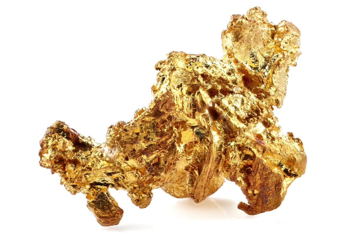Image of a gold nugget from Venezuela against a white background
