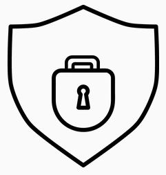 Graphic representation of a shield with a padlock as an illustration of protection and insurance.