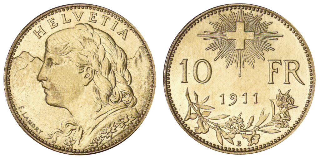 Un Goldvreneli de 10 francos
